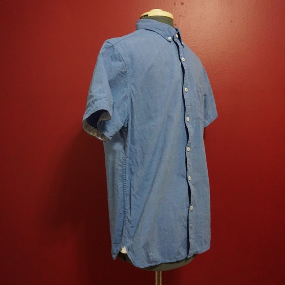 short sleeve blue button up shirt - Picture 2 of 3